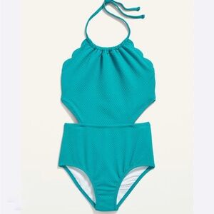 One-piece swimsuit for Girls. OLD NAVY. Scallop Edged.